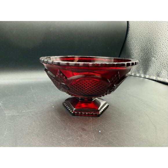 Vintage Avon Cape Cod Ruby Red Footed Pedestal Bowl-Candy or Nut Dish - Picture 7 of 8